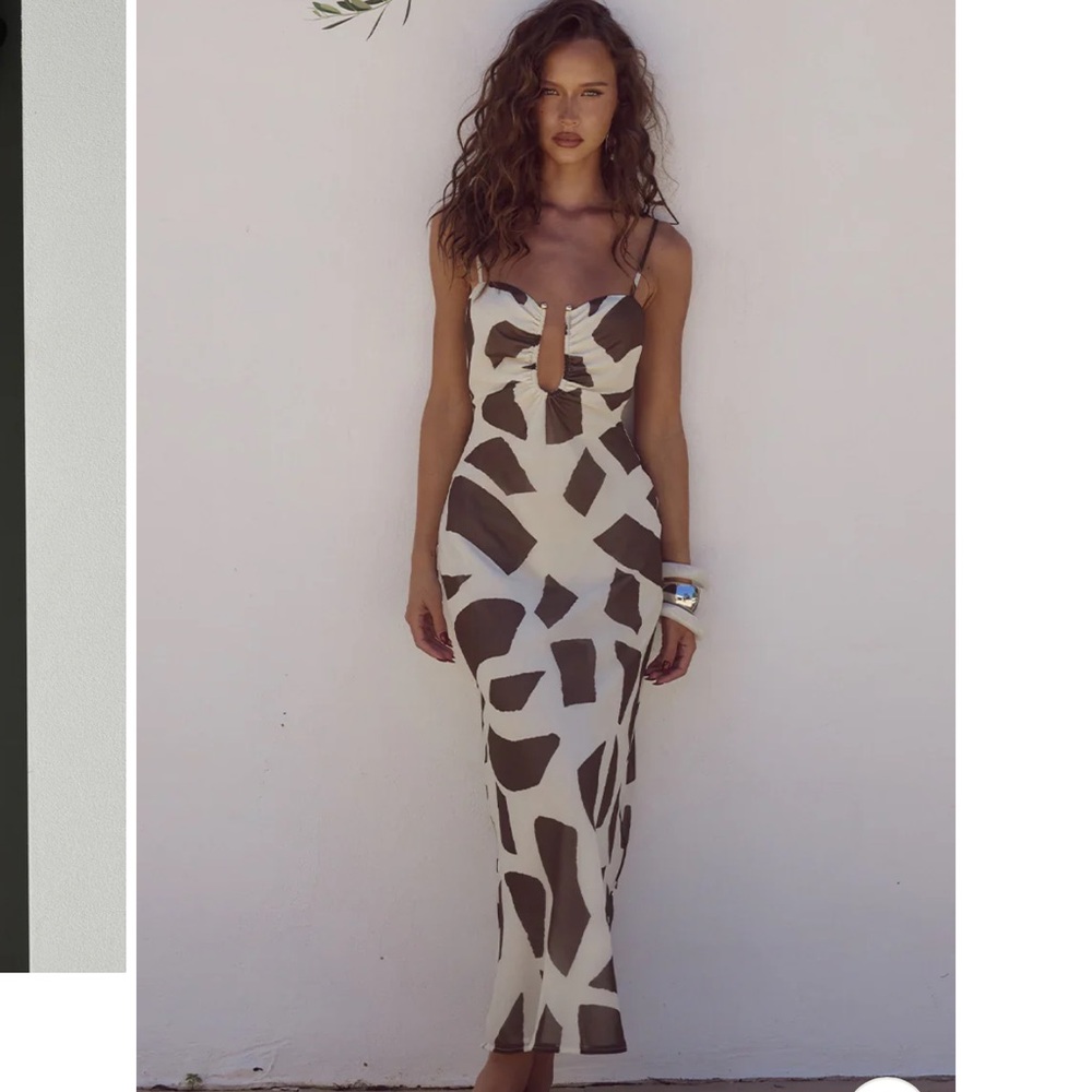 Astoria midi dress Stylish Brown and White Women's Dress